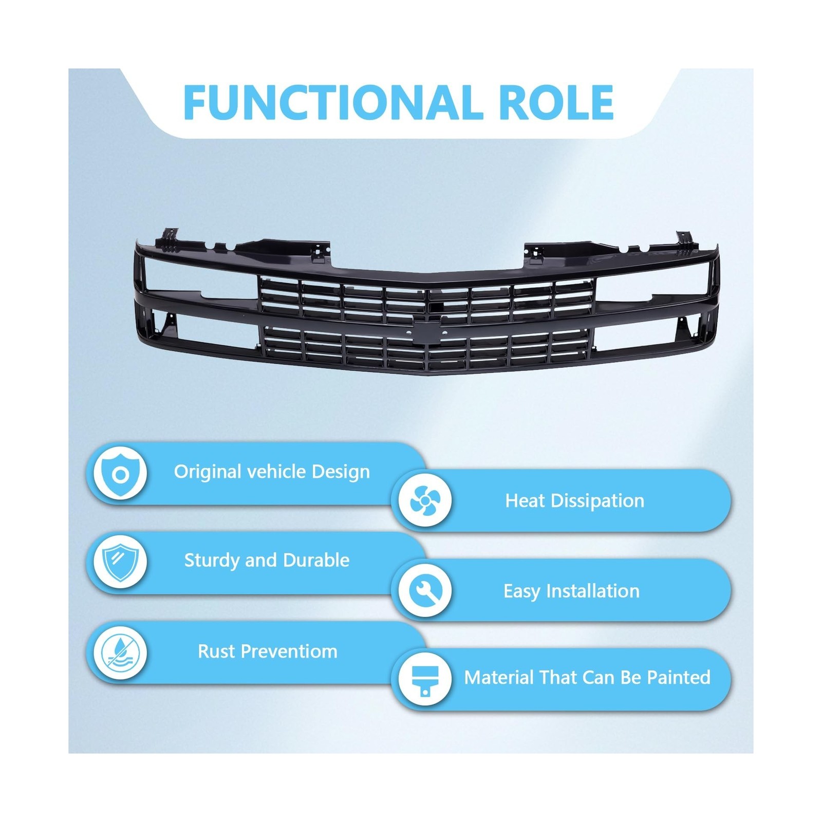 Perfit Liner Front Black Grille Grill Compatible with 1988-1993 Chevrolet C10...