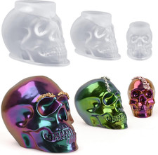 Skull Resin Mold, Set of Large, Medium, Small Silicone Skull Head Molds, 3D Sili