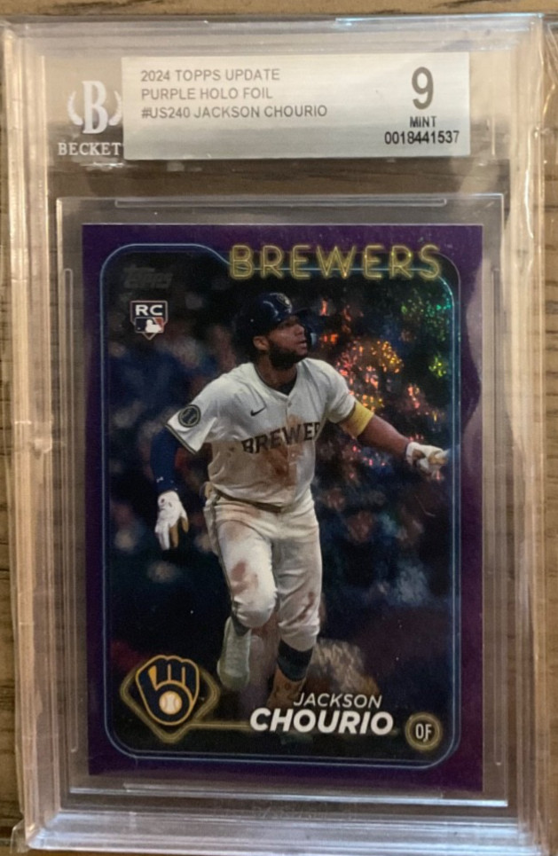 JACKSON CHOURIO 2024 Topps Update *PURPLE HOLO FOIL 141 /799 Rookie RC; BGS 9