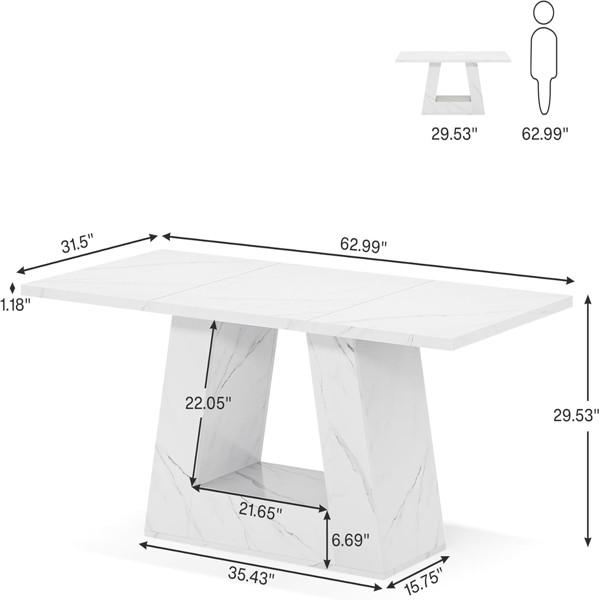 Dining Table Faux Marble Modern Dining Table White Kitchen Table for Dining Room
