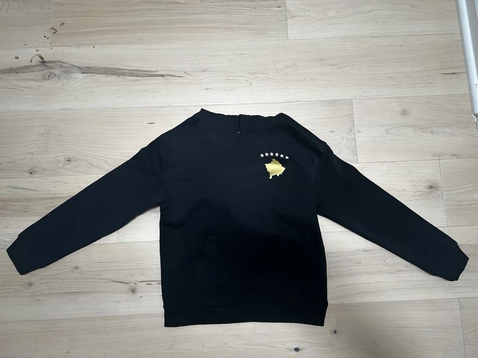 Sudadera con capucha para niños Kosovo talla 6/7 - sudadera con capucha negra - dorada y blanca bandera mapa sudadera Foto 2 de 3