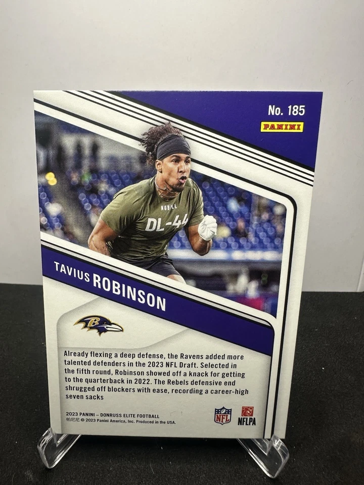 2023 Donruss Elite Tavius Robinson Aspirations Rookie Red Shimmer /625 RC Ravens - Image 2 of 2