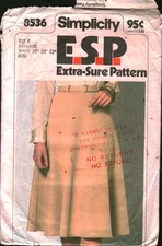 8536 Vintage Simplicity Sewing Pattern Misses 1970s Pull on Skirt Belt ESP OOP