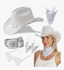 Cowboy Hat for Women Men with Sparkly Stars Brim  Rhinestone Belt