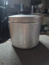 Vintage 3 Pc Spun Aluminum Grease Canister Co...