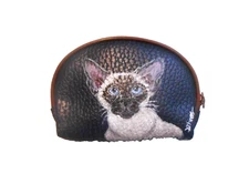 Siamese Cat Coin Purse Hand Painted Coin Bag Makeup Bag