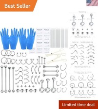 Professional Piercing Kit - 90 Pieces Hypoallergenic Steel Jewelry  Tools