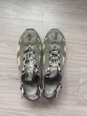 Salomon Women's Hiking Shoes Gray Yellow Purple Quicklace US 9.5 Medium