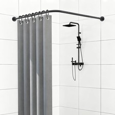 L Shaped Shower Curtain Rod 23.6"-33.5" 23.6"-33.5" Adjustable Corner Shower ...