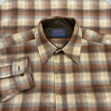 Vintage Pendleton Shirt Mens Medium Brown Flannel Country Traditionals Wool USA