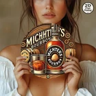 Vintage Michter's Bourbon Round Rustic Tin Metal Signs Home Décor 8x8
