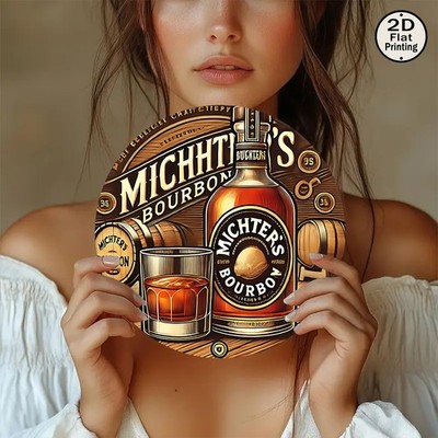Vintage Michter's Bourbon Round Rustic Tin Metal Signs Home Décor 8x8 