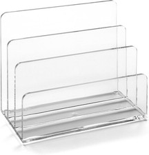 Osco Clear Acrylic Letter Holder, 3-Slot Document Organiser & Mail Sorter for D