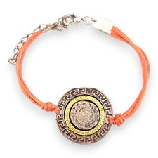 Phaistos Disc Alexander Athena Greek Key Bracelet Coins Symbols Silver Gold Tone