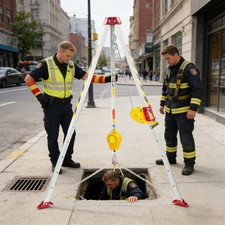 Confined Space Tripod Kit, Rescue Tripod 1200lbs+Fall Arrester Adjustable Tripod