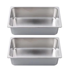 2Pack 6" Deep Stainless Steel Hotel Pans, Anti-Jam Catering Trays Buffet