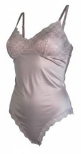 Vintage Gigi Women s Lace Satin Sheer Bodysuit Teddy Sz 36 Pink Coquette