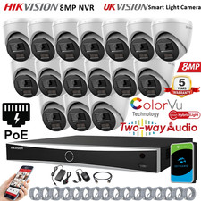 HIKVISION CCTV 8MP 4K NVR COLORVU IP POE OUTDOOR 2-WAY AUDIO CAMERA SYSTEM KIT