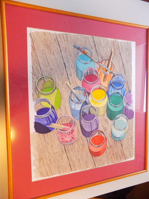 Gemälde Aquarell F. Bubenheim Stilleben ''Farben''