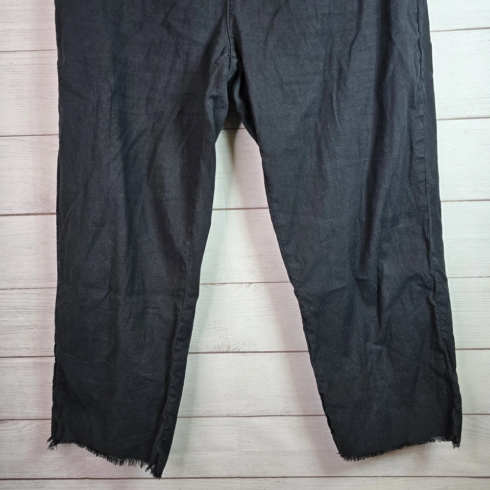 Frank & Eileen Kinsale Italian Performance lino talla 12 negro dobladillo crudo  Foto 4 de 4