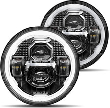 Pair New 1000 Bright Anti-Glare 7 Inch Halo Led Headlights round Compatible wit