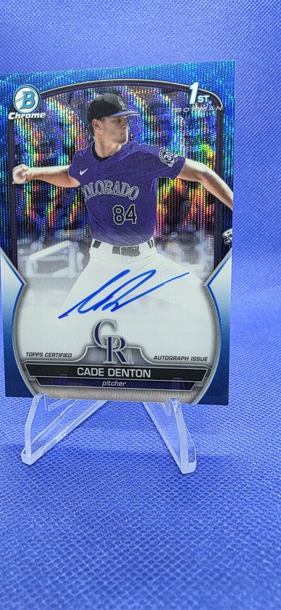 CADE DENTON 2023 Bowman Chrome Blue Refractor Rookie Auto 44/150