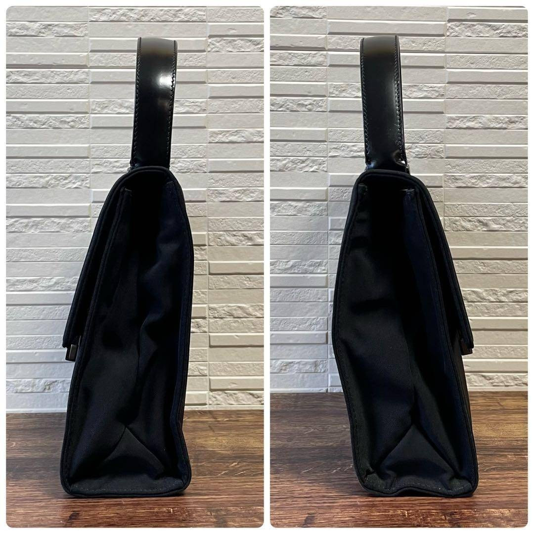 PRADA Nylon Leather Handbag Top Handle Black Classic Vintage Used thumbnail 3