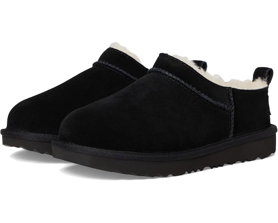 UGG Classic Micro 1174410K-BLK Slipper Kids Black Suede Faux Fur