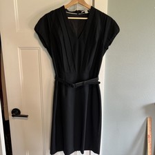 Banana Republic Wool Blend Stretch Cap Sleeve Career Dress Black 8 Classic