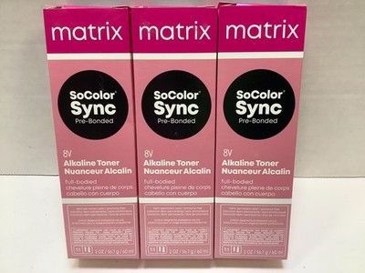 Matrix SoColor Pre-Bonded Permanent Hair Color 2oz, 8V Medium Blonde Violet, 3pk