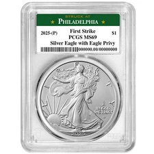 2025 (P) $1 American Silver Eagle First Eagle Privy PCGS MS69 FS Philadelphia