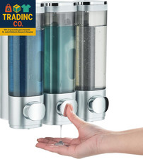 Shampoo and Conditioner Dispenser, Shower Soap Dispenser 3 Chamber No Drill, Wa