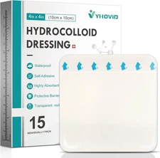 15 Pack Hydrocolloid Wound Dressing 4" X 4", Hydrocolloid Patch Bandages with Se