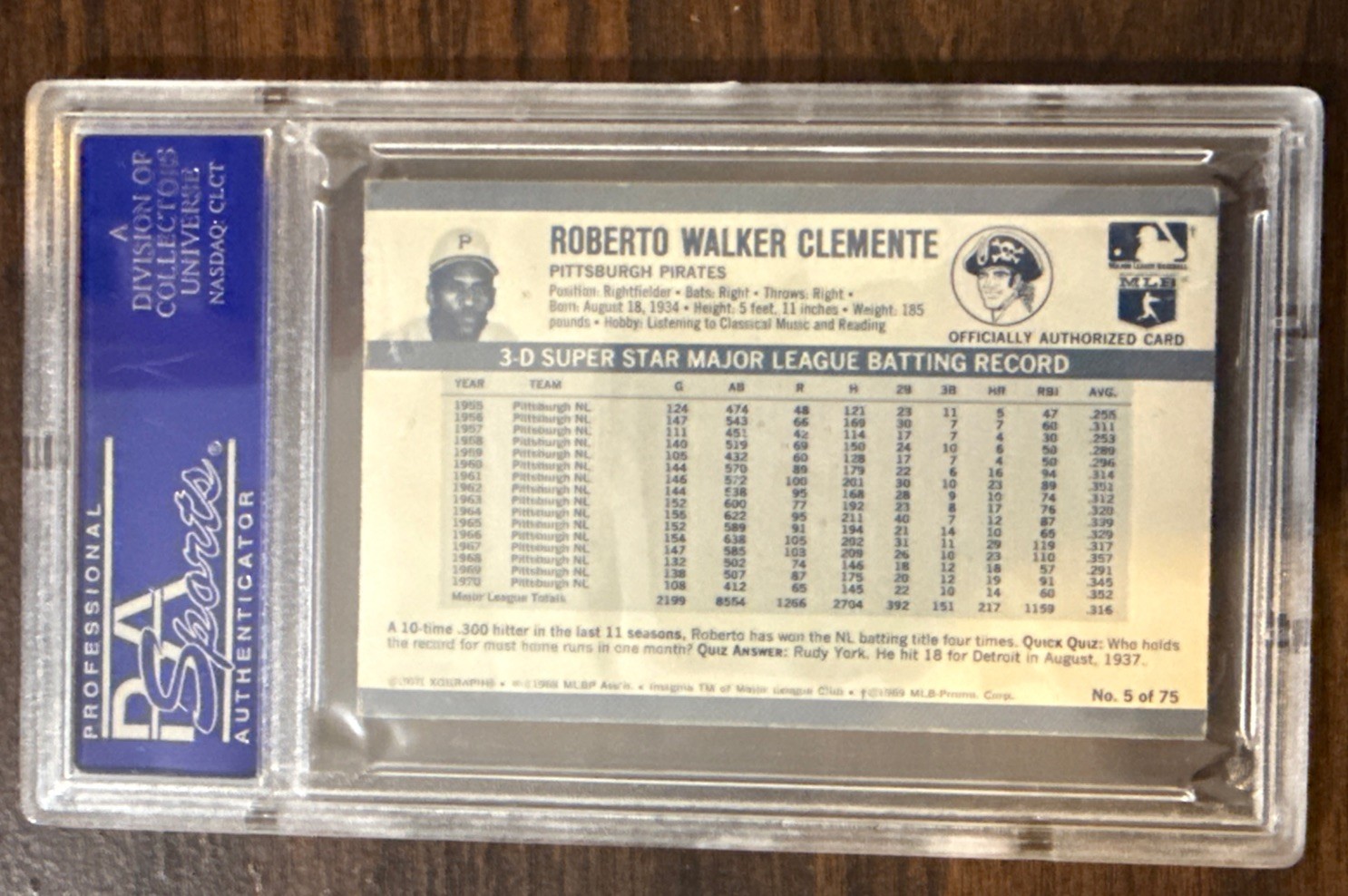PSA 3 1971 KELLOGG'S # 5 PIRATES HOF ROBERTO CLEMENTE view 2