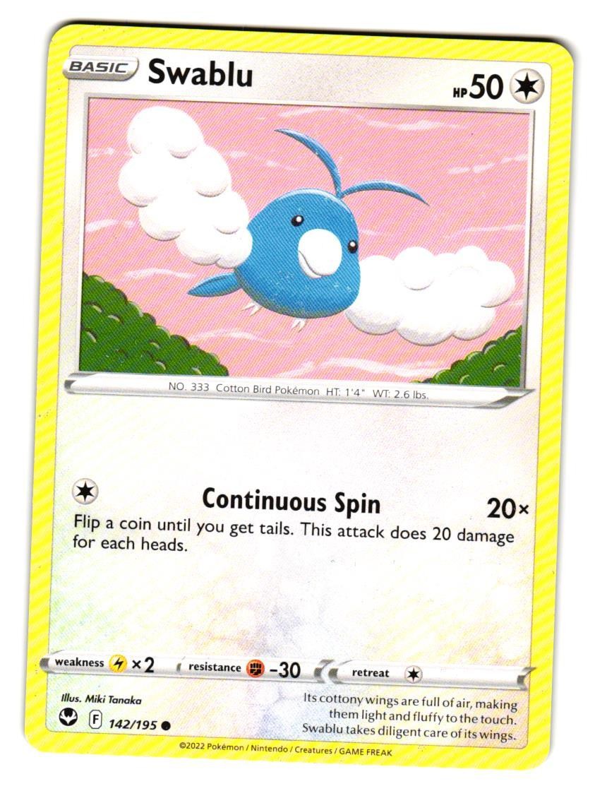 Swablu 142/195 Common Silver Tempest Pokemon Near Mint