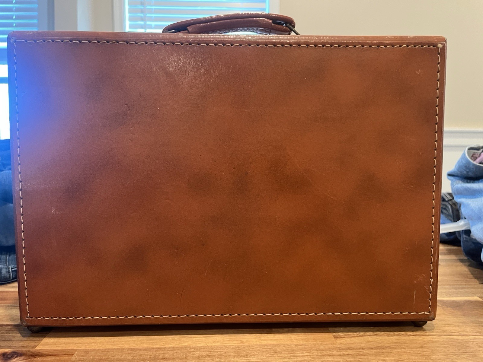 Brown Solid Briefcase With Clasp - image 2