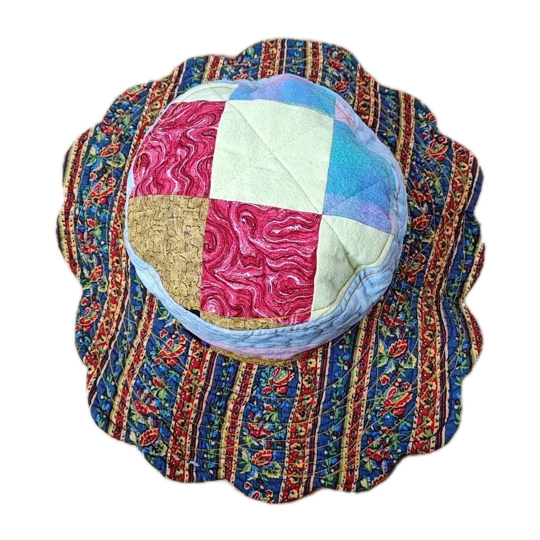 Handmade Patchwork Floppy Sun Bucket Hat Packable… - image 3