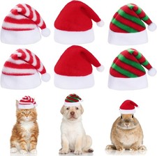6 Pieces Pet Cat Dog Christmas Santa Hat Holiday Party Cute Costumes for Puppy K
