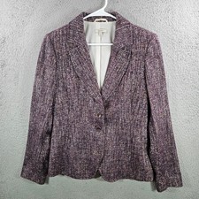 Santorelli Italy Kristina1 Tweed Blazer Jacket Purple Multicolor Womens Size 10