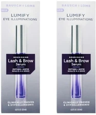 *Lot of 2* Bausch + Lomb Lumify Eye Illuminations Lash and Brow Serum-0.12 fl oz