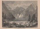 Vista Del Königssee Nelle Alpi Bavaresi Incisione Su Legno 1872 Rara