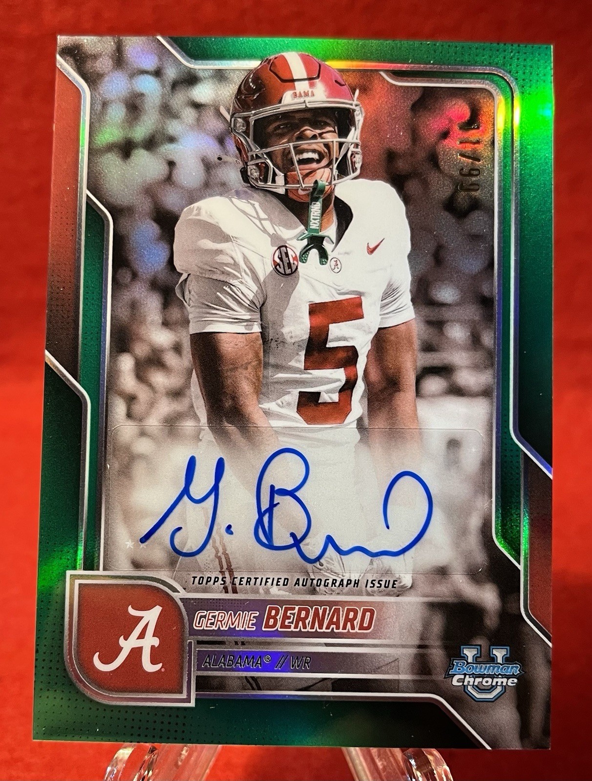 2025 Bowman U Chrome Germie Bernard BCA-GB Auto GREEN Refractor /99 Alabama