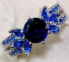 2CT Treated Blue Sapphire 925 Solid Sterling Silver Ring Jewelry Sz 7 UB4-1