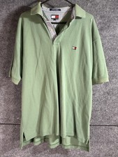Vintage Tommy Hilfiger Polo Shirt Light Green Size Large Flag Logo Y2K