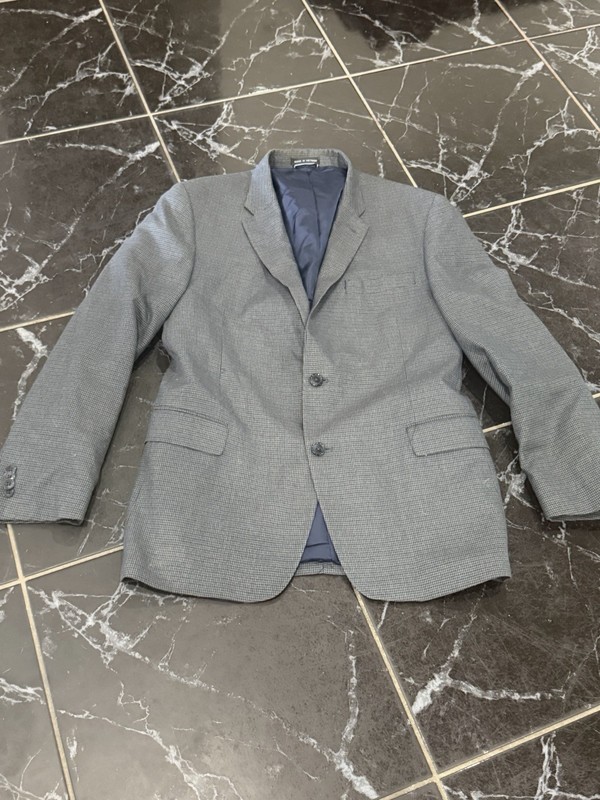 Tommy Hilfiger Gray Houndstooth  Blazer 44R 2-Button Notch Lapel