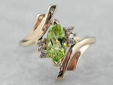 2CT Marquise Lab-Created Peridot 14K Yellow Gold Plated Engagement Pretty Ring
