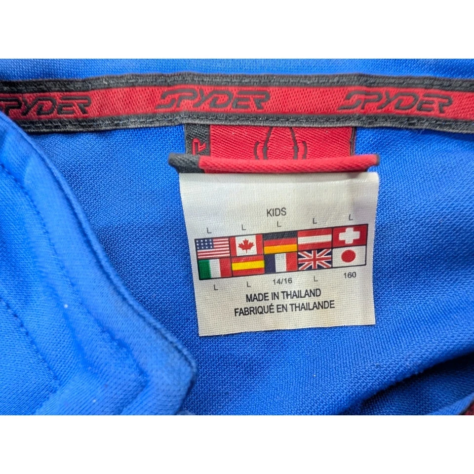 Spyder Core Suéter Niños Talla L Azul Gris 1/4 Cremallera Pullover Sudadera Exterior Foto 3 de 4