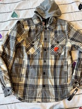 NFL Cleveland Browns Men's Gray Plaid Utility Jacket with Hood Size Small