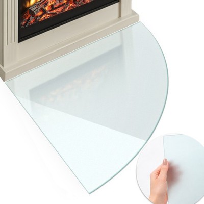 Kamin Glasplatte Satiniert Glas Ofenplatte Sicherheitsglas Viertelkreis 100x100