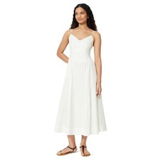 Amazon Essentials Women's Fit and Flare Thin Strap Cotton Poplin Midi Dress